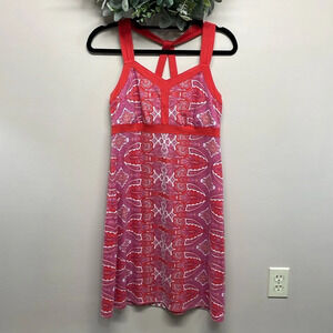 Dakini Pink and Coral Print Strappy Sundress M
